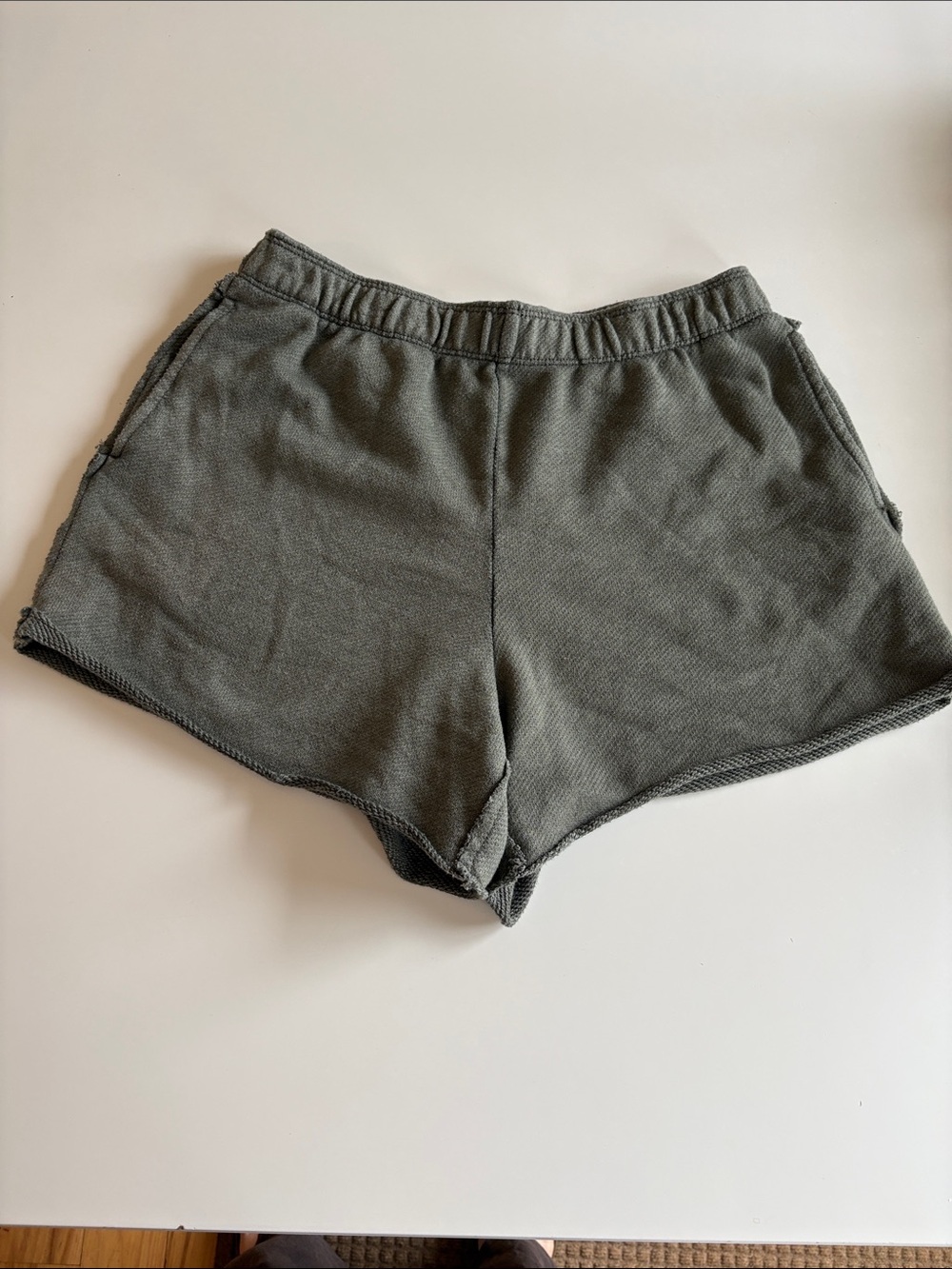 aerie Olive Green High-Waist Knit Lounge Shorts size M